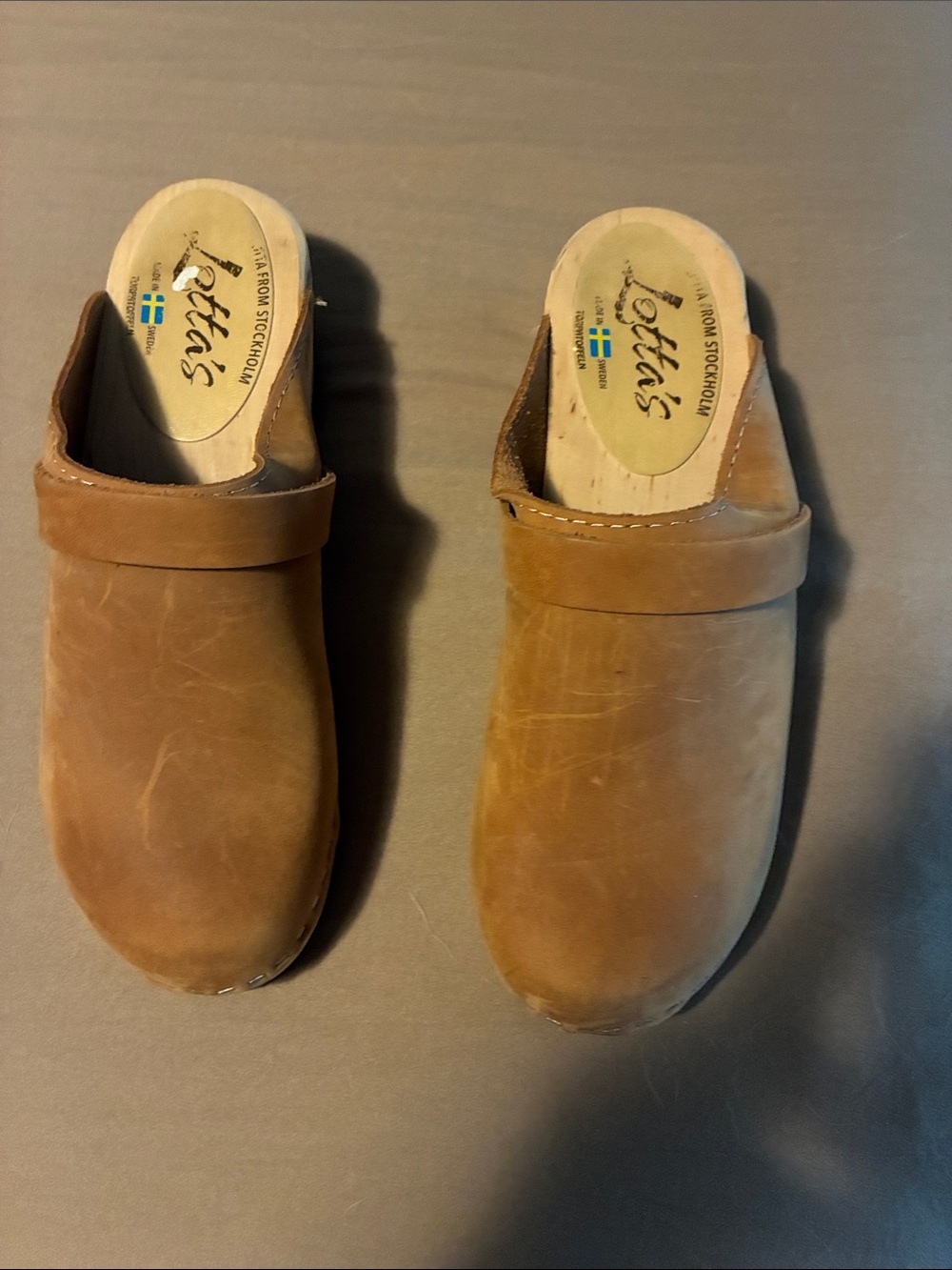 Lolita Tan Leather Clogs Mule Shoes